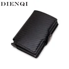 DIENQI Противоугонный Мужской винтажный ID кредитный держатель для карт, блокирующий Rfid кошелек из углеродного волокна, алюминиевый кошелек, Карманный чехол для мужчин