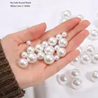Круглые пластиковые акриловые поделки из жемчуга, белого цвета, 2-18 мм
