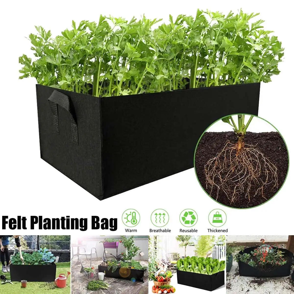 

Square Grow Bags Felt Grow Bag Gardening Fabric Grow Pot Vegetable Growing Planter Garden Flower Planting Pots for Ornamental