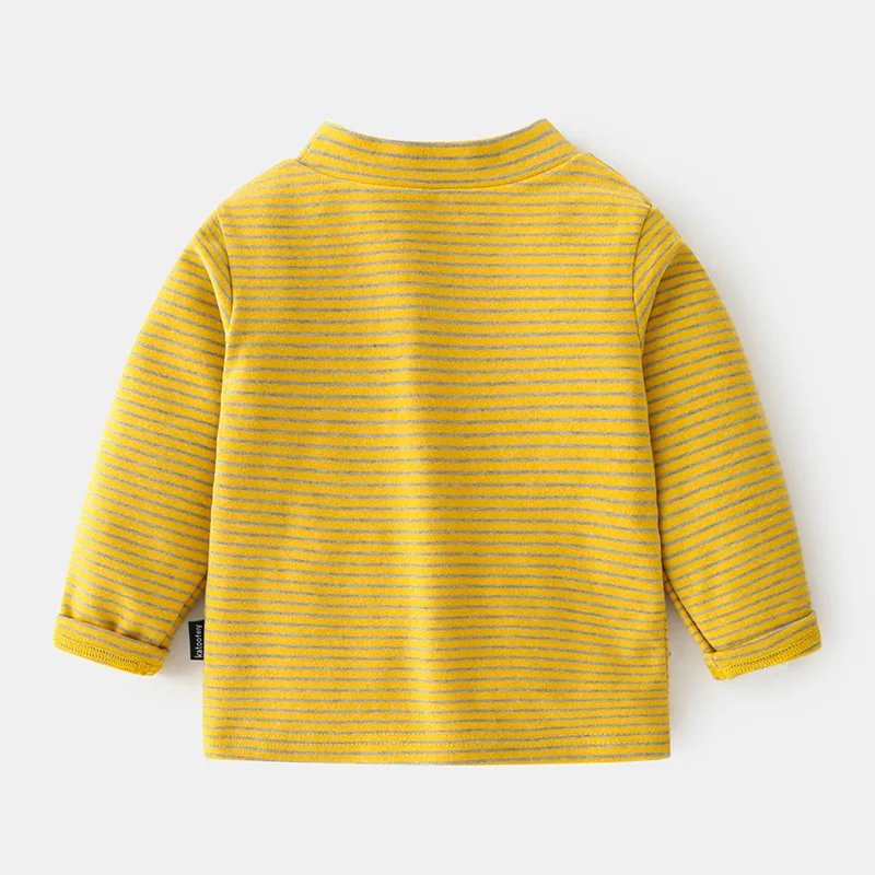 Новинка Осень зима футболка для маленьких мальчиков полосатые топы хлопковая с