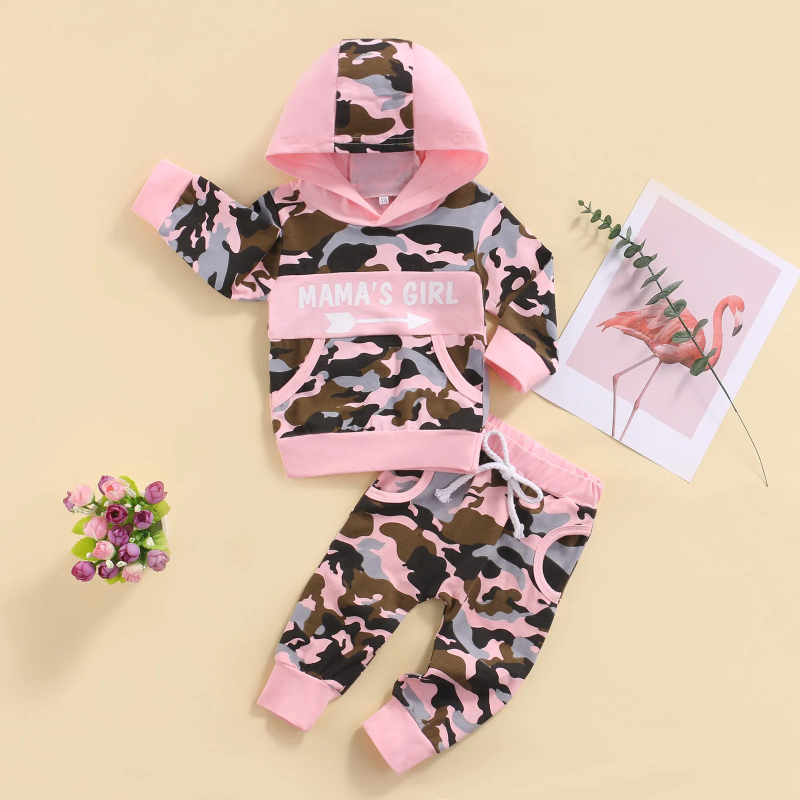 

Детские комплекты, топы с длинным рукавом и капюшоном, на шнуровке, высокие камуфляжные брюки, длинные брюки с талией, детская одежда