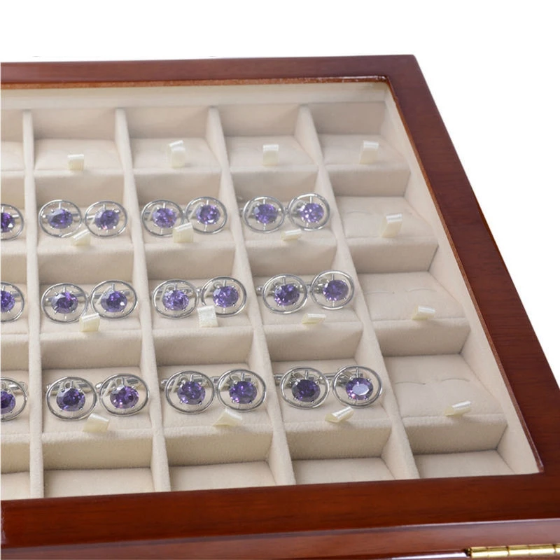 

40 Pairs Cufflink and Tie Clip Storage Box for Men Fashion Painted Wooden Ring Earring Collection Jewelry Display Box