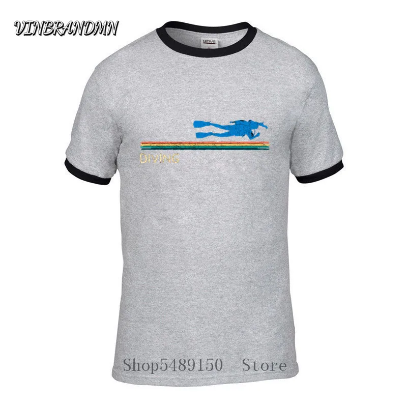 Популярная крутая футболка из органического хлопка для дайвинга с аквалангом |