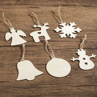 204050pcs christmas decoration snowflake pendant diy wood chip christmas tree ornament angel bell wooden laser cutting
