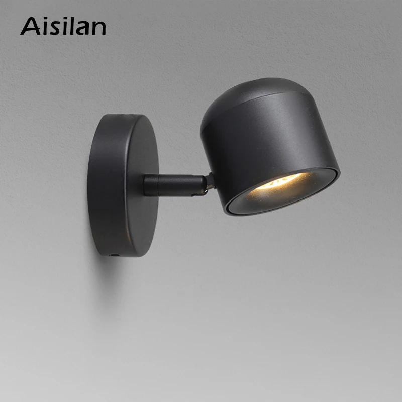 Aisilan Wall Lamp Modern Style Wall light Adjustable Black/White 7W for Bedside Bedroom  Mirror Light Corridor Sconce AC90-220V