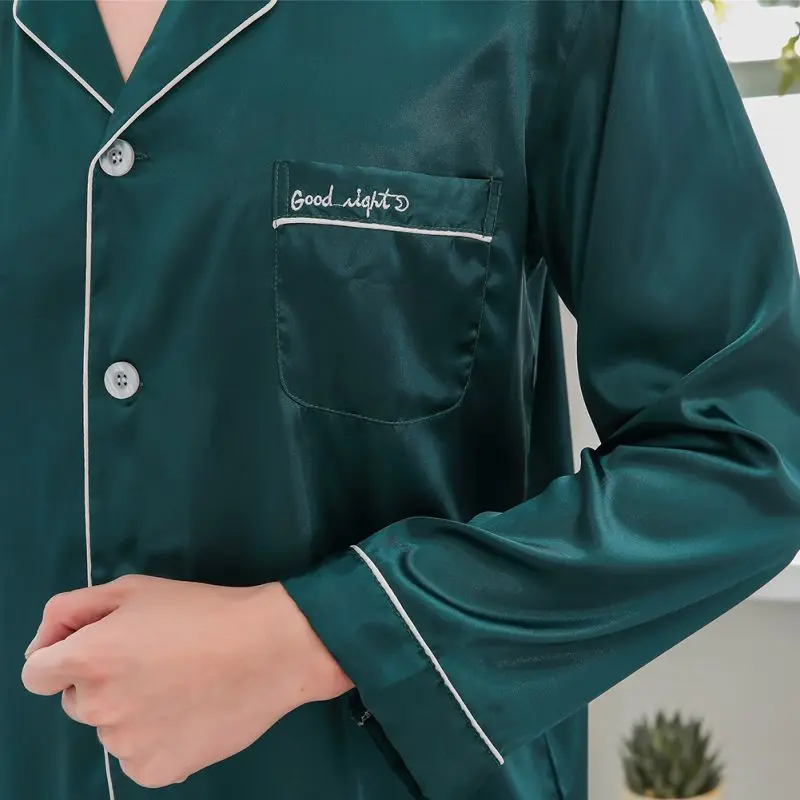 

Wholesale Couple Pajamas Sleepwear Nightgown Set Long Sleeve Autumn Silk Home Suit Turn-down Neck Plus Size Couple Sleepwear W1