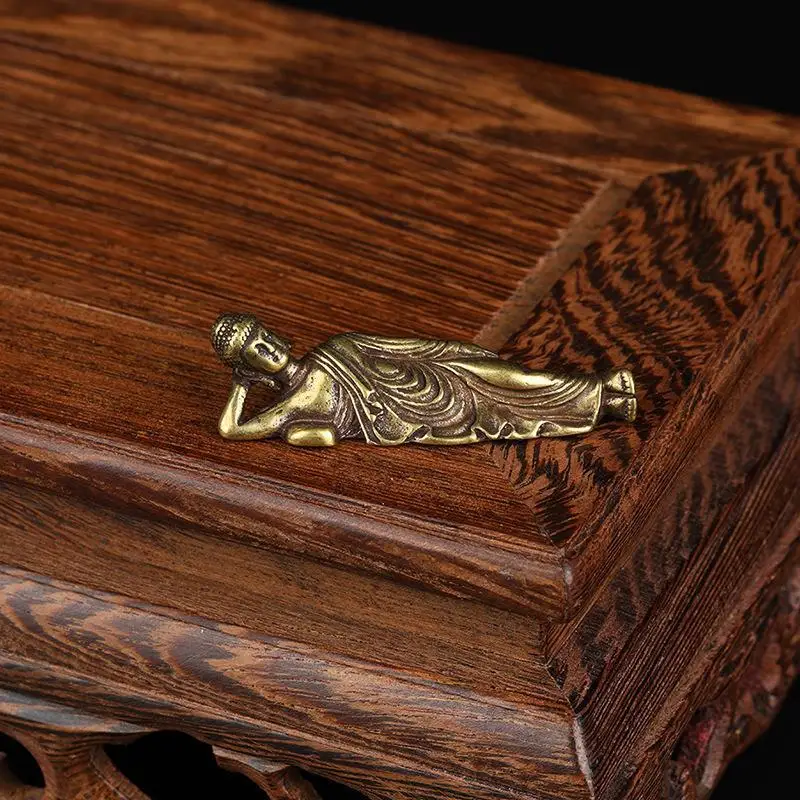 Мини Ретро Золотой лежащий Статуэтка Будда Амитабха статуэтки Будды медные из