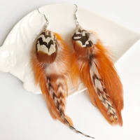 2021 creative jewelry natural feather wild bohemian retro earrings accessories for women girl gift wholesale