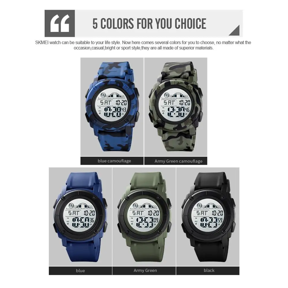 

SKMEI Sport Watches Men's Digital Watch Waterproof Luminous Black Electronic Alarm Clocks Male Wristwatch Reloj Hombre 1576