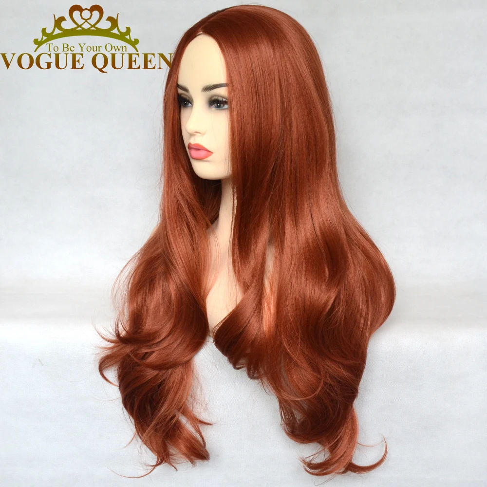 Длинный синтетический парик Vogue Queen из меди красного цвета машинной работы