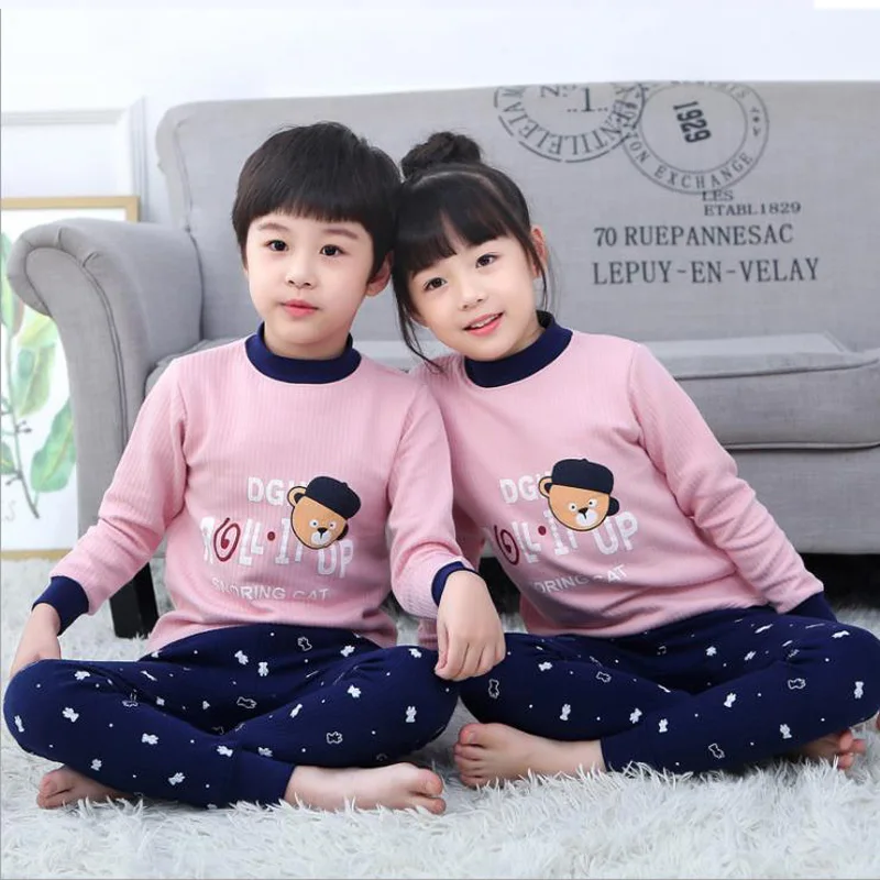 1 комплект детский термальный нательный костюм трехслойная стеганая одежда для