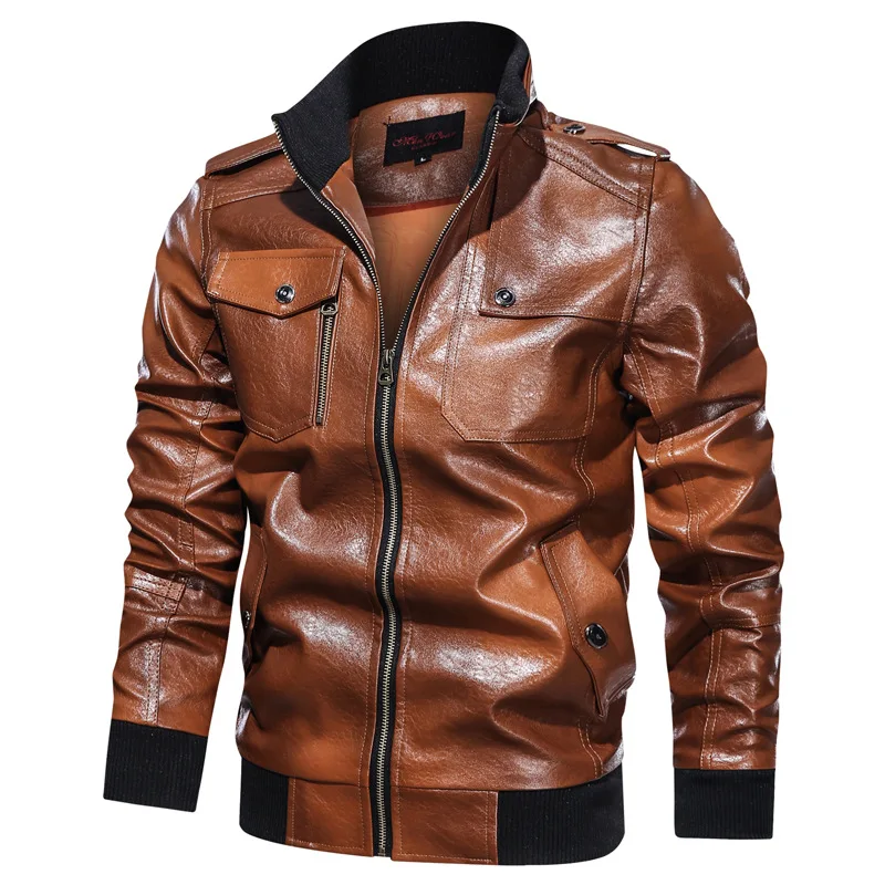 

New High Quality Overcoat Men's Street Windbreaker Coat Plush Men Leather Locomotive Fur Clothing PU Embroidery Casual Jacket