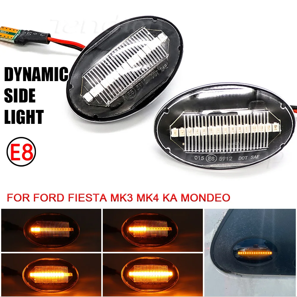 

Для Ford Fiesta MK3 MK4 KA Mondeo Transit Tourneo светодиодный динамический Сигнал Поворота Боковой габаритный фонарь ретранслятор поворотников s указатель по...