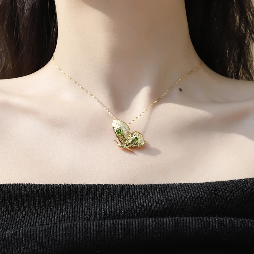 Женская Золотая брошь бабочка из серебра 925 пробы|Украшения для волос броши и