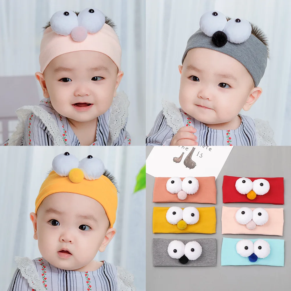 

2021 New Cute Plush Ball Big Eyes Hairband Children's Simple Headband Fresh And Cute Hair Accessories Bundle Hairpin Headdress