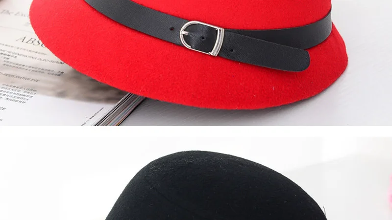 Горячее предложение женский котелок из шерсти Fedoras зимний женский топ Шляпа Сплошной Цвет фетровая шляпа-цилиндр Дамская винтажная Кепка элегантная