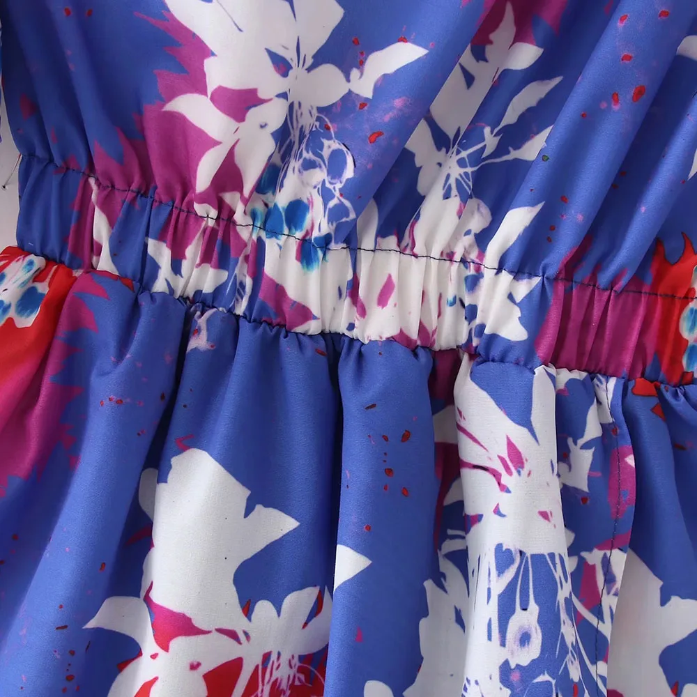 

XIKOM 2021 Summer Y2K Women Slim Sexy Diagonal collar Mini Dress Female Printing Dresses Ladies Puff Sleeve Vintage Dress