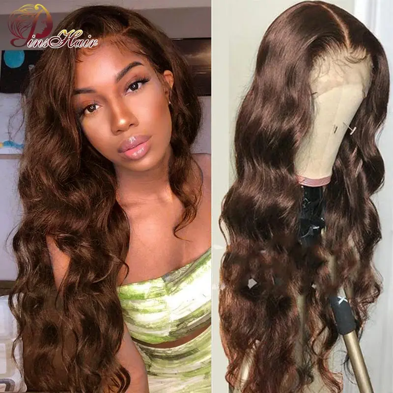 

Transparent Lace Front Wig Dark Brown Human Hair Wigs Peruvian Pre Plucked Lace Front Wigs For Women Human Hair Remy Brown Wig