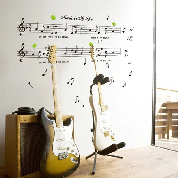 Съемный 1 шт. большой Размеры 70*120 см музыкальная Стикеры Music Is My Life тема Украшения