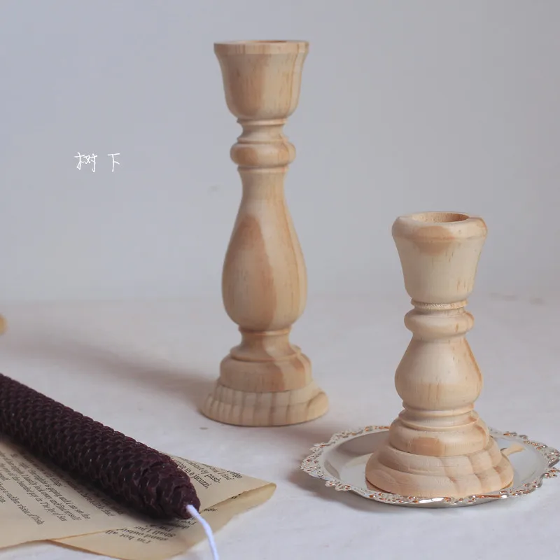 Деревянный Старинный держатель для свечей Nordic романтический подсвечник простой