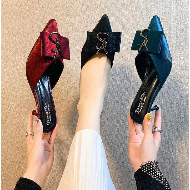 

New Summer Slippers Women Shoes Indoor Outdoor Beach Flip Flops Hollow Fashion Slides Pointed stiletto high heels Women Slippers