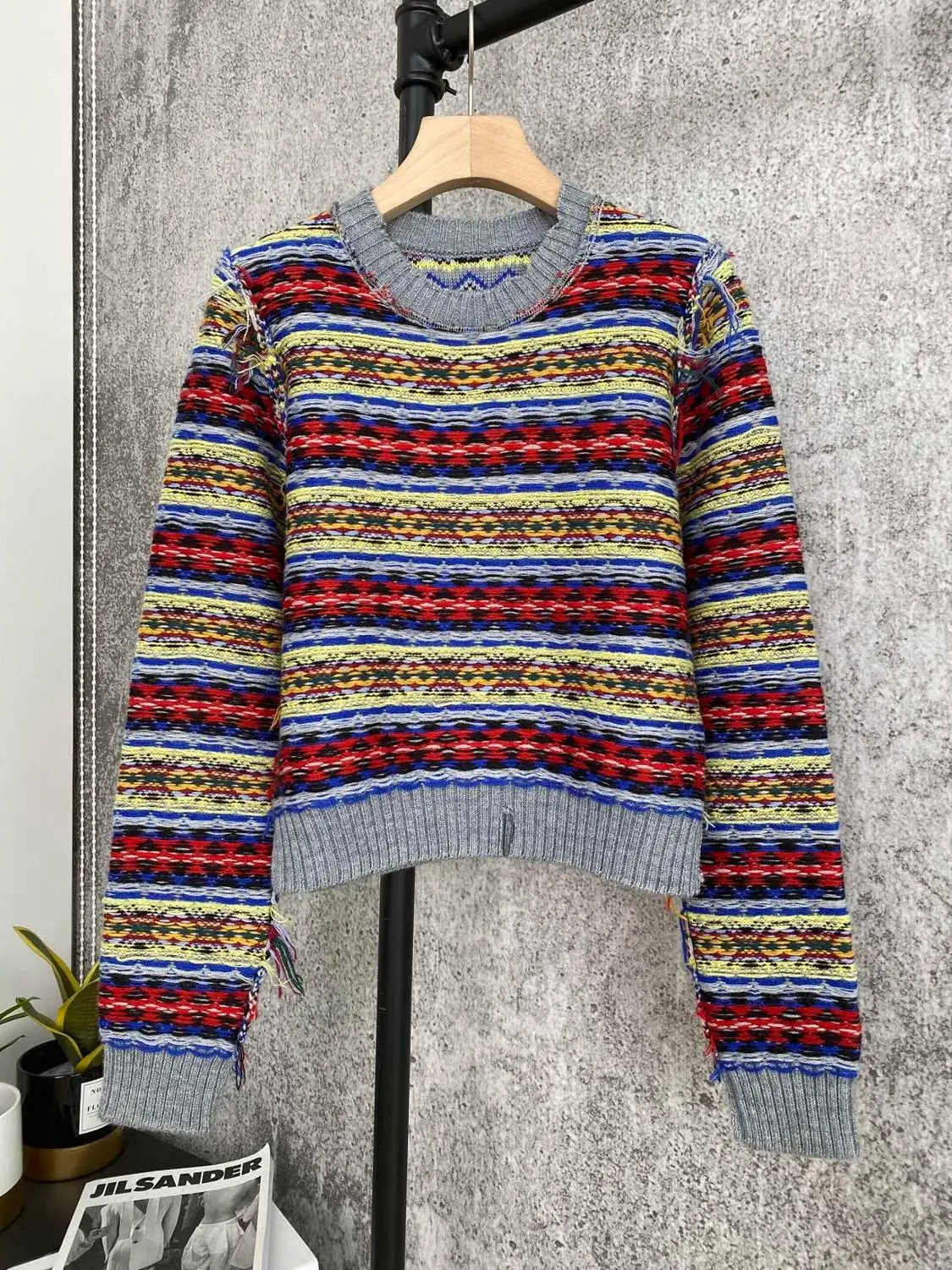 

Fashion 2021FW Vintage Women Striped Jacquard Tassel Knitted Jumpers Sweater For Ladies Ddxgz1
