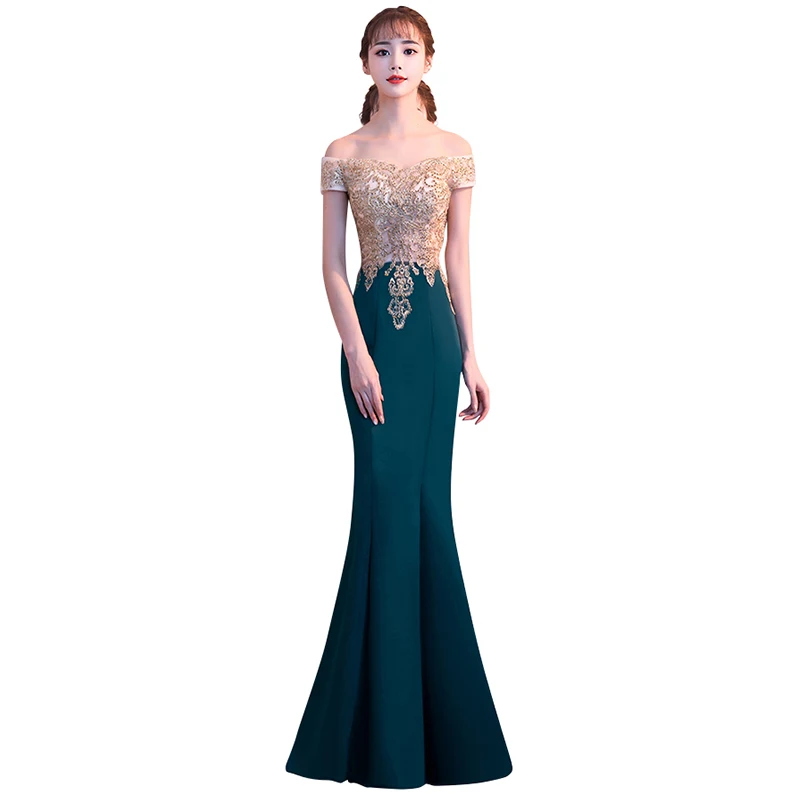 Женское вечернее платье элегантное с вырезом лодочкой вышивкой и блестками