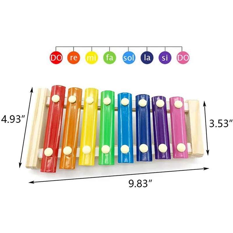 

2PCS Chicken Xylophone Toys, Chicken Mirror, Chicken Pecking Toy, Suspensible Wood Xylophone Toy with 8 Metal Keys