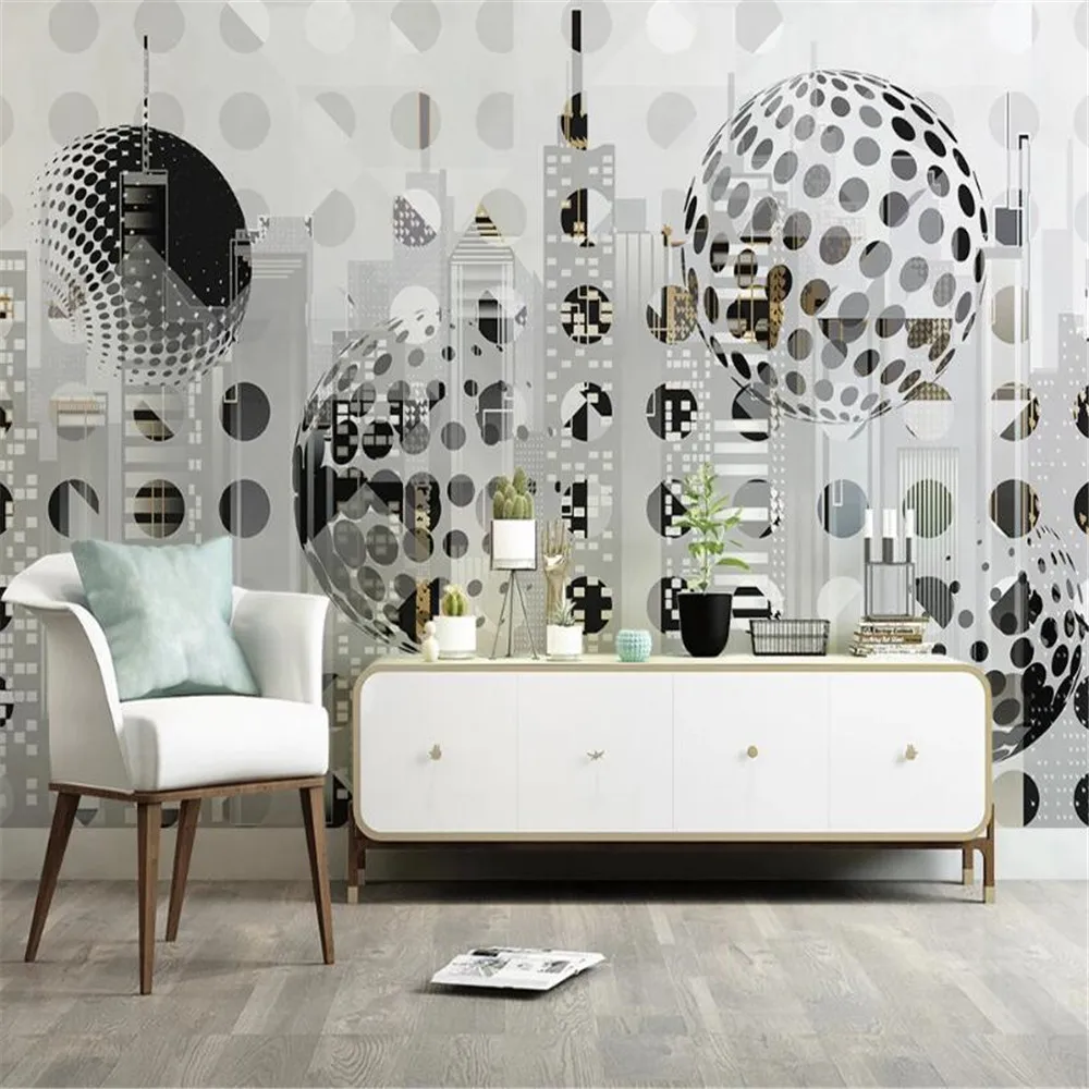 

Пользовательский 3D современный минималистичный абстрактный геометрический архитектурный фон для телевизора дивана Настенные обои