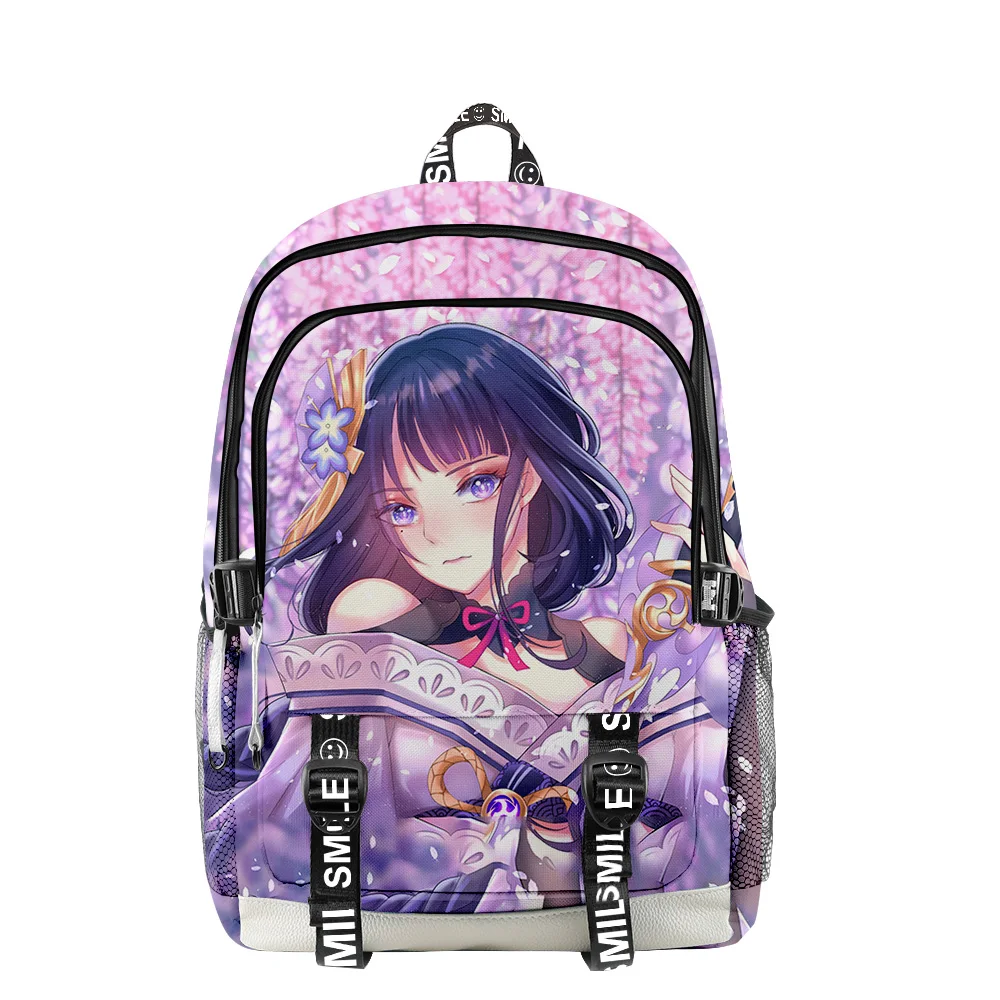 

2021 Genshin Impact Raiden Shogun с 3D принтом для мужчин и женщин, рюкзак из ткани Оксфорд, школьная сумка в стиле хип-хоп, Детская сумка, дорожный рюкзак