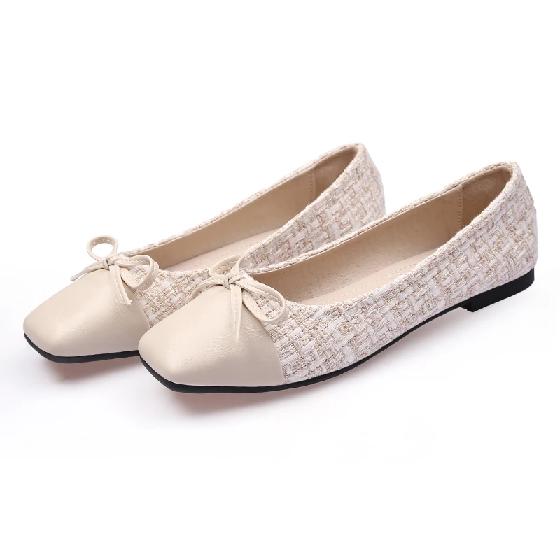 

NAICEN Ballerina Flats Round Toe Shoes Woman Tweed Comfortable Slip on Flat Shoes Ladies Maternity Classic Shoes zapatos