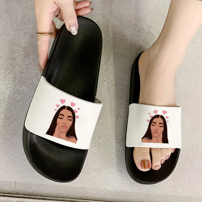 

90's Girls Harajuku Style Fashion Slide Sandals Summer Fashipn Girl Print Female indoor slippers street Women Slippers mujer
