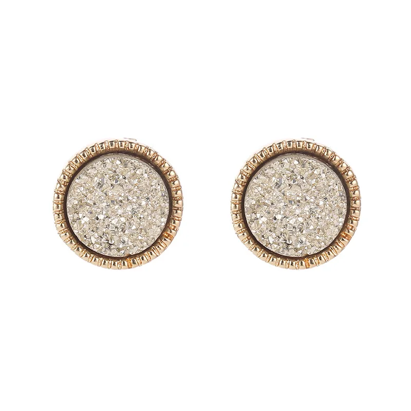 Druzy Drusy Stud Earrings Mini Resin Round Stud Fashion Famous Brand Designer Jewelry Gold Stud - Окраска металла: A