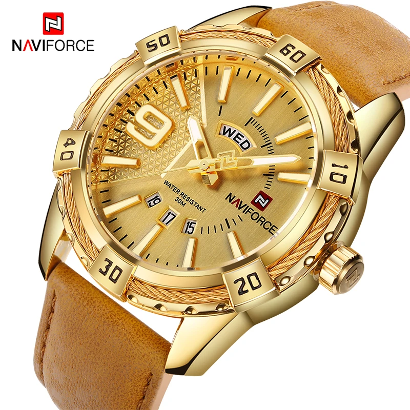 Часы наручные NAVIFORCE Мужские кварцевые Брендовые спортивные водонепроницаемые в