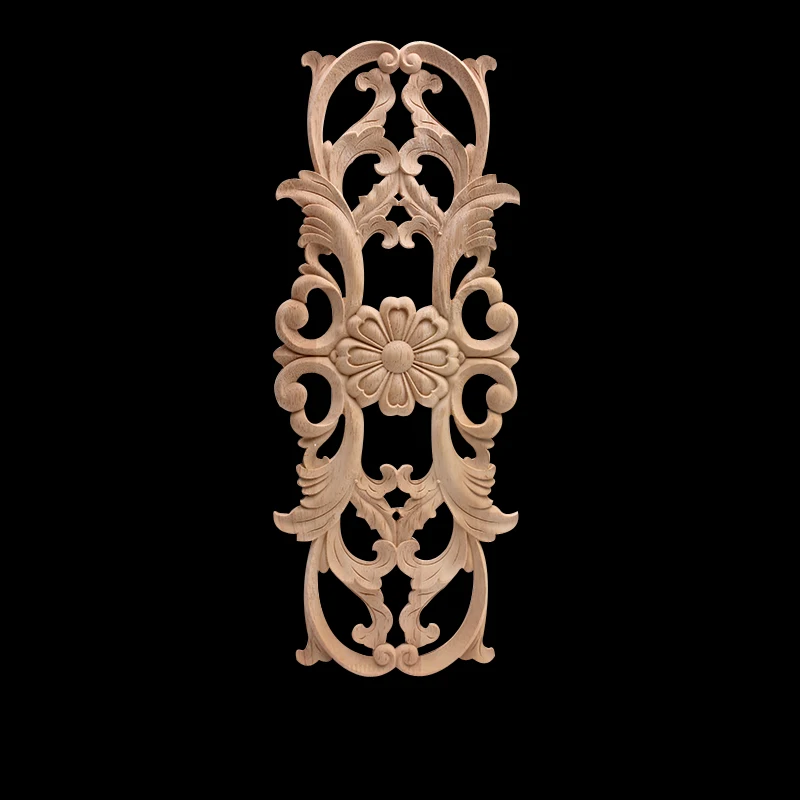 Wood Applique Onlay Wood Decal Rubber Wood  Rubber Wood  Retro Carved European Wood Frame Furniture Antique Furniture Cabinet