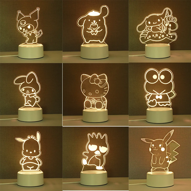 

Kawaii 3D стересветильник Cinnamoroll My Melody Kuromi Sanrio Kitty Pikachu милая кукла аниме фигурка подарок игрушки для детей
