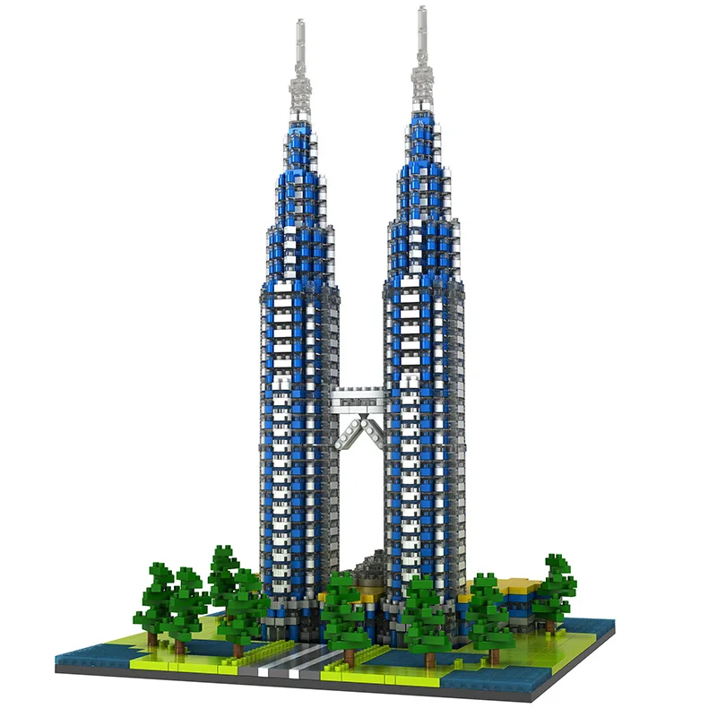 Мини строительные блоки Petronas Twin Towers Diamond всемирно известная архитектурная модель