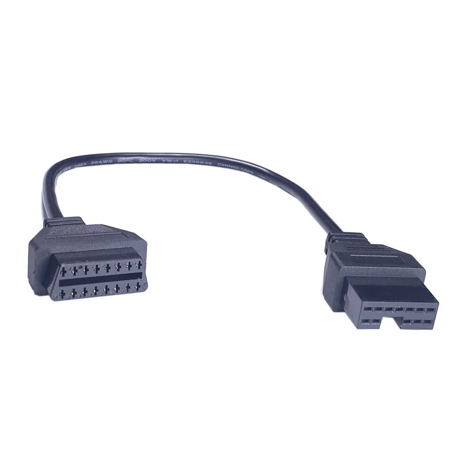10 шт./лот 12Pin OBD2 Кабельный разъем до 16 Pin для M-its-ubishi 12 OBD адаптер II кабель