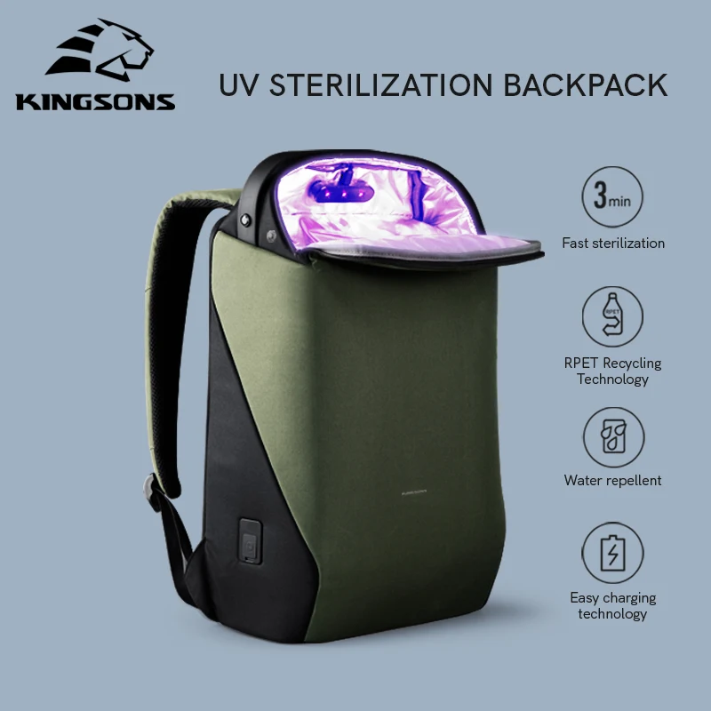 

LED UV Disinfection Backpack Women Men's 15 Inch Laptop Anti-theft Bagpack for Teenager School Shoulder Bag Pack Travel mochila