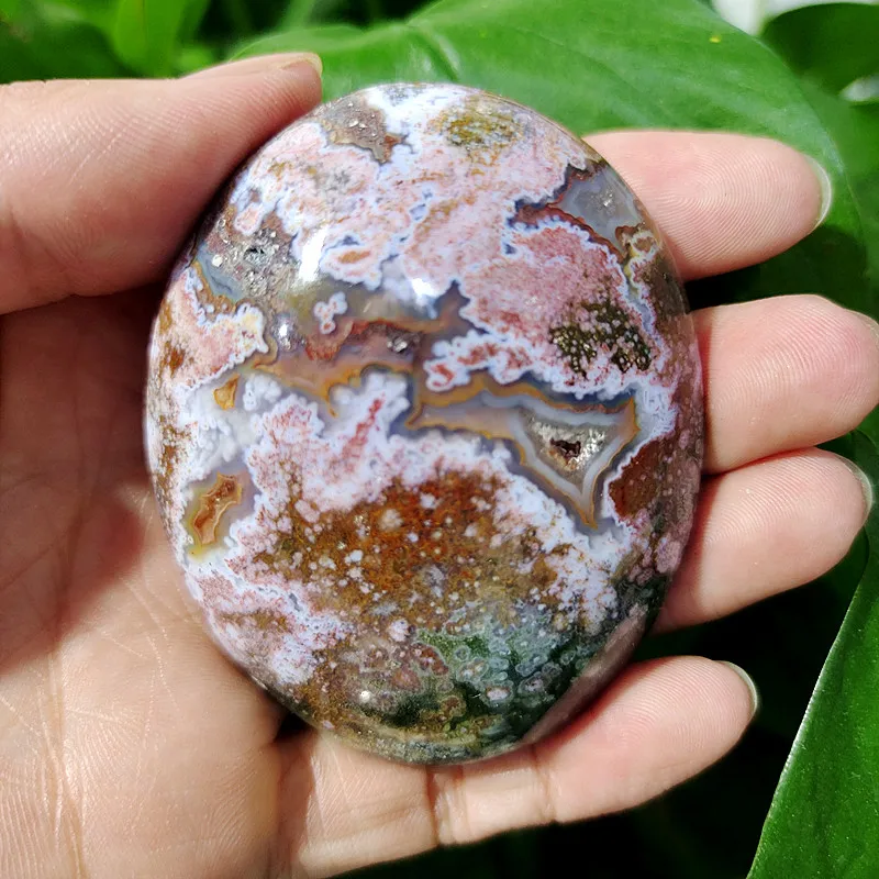 

Natural Stone Ocean Jasper Palm Meditation Healing Crystals Spiritual And Room Decor Collection Gemstones