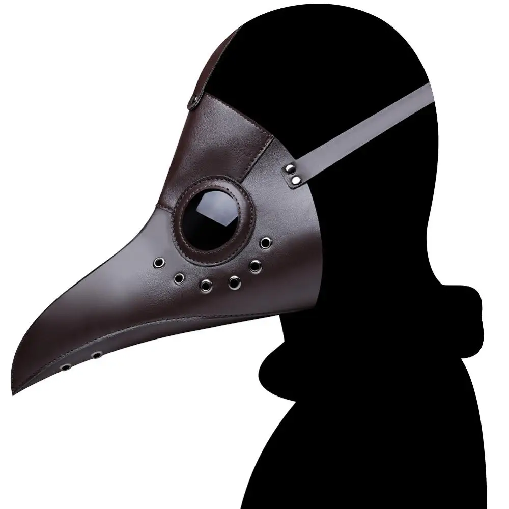 Plague Doctor Mask Beak Long Nose Cosplay Fancy Gothic Retro Rock Leather Halloween Black White | Тематическая одежда и