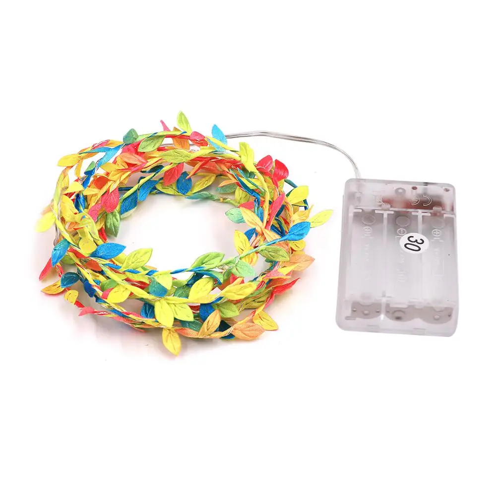 

SOLLED Simulate Leaf Garland String Light Flexible Copper Wire Artificial Leaves Lamp for Christmas Wedding Party