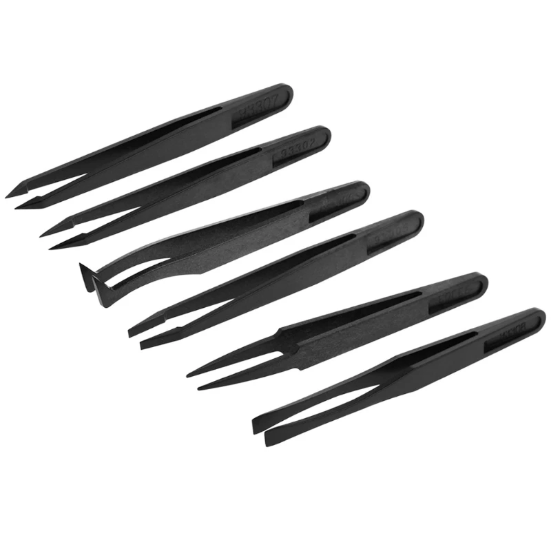 

6pcs/set Multifunction Anti-static Electronic Tweezers Kit ESD Plastic Forceps PCB Repair Hand Tools