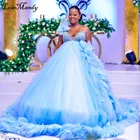 Элегантное голубое Пышное Платье для малышей, длинное 2021 Пышное Бальное Платье, милое 16 платье для женщин, многослойное фатиновое платье в африканском стиле, Vestido de 15 anos
