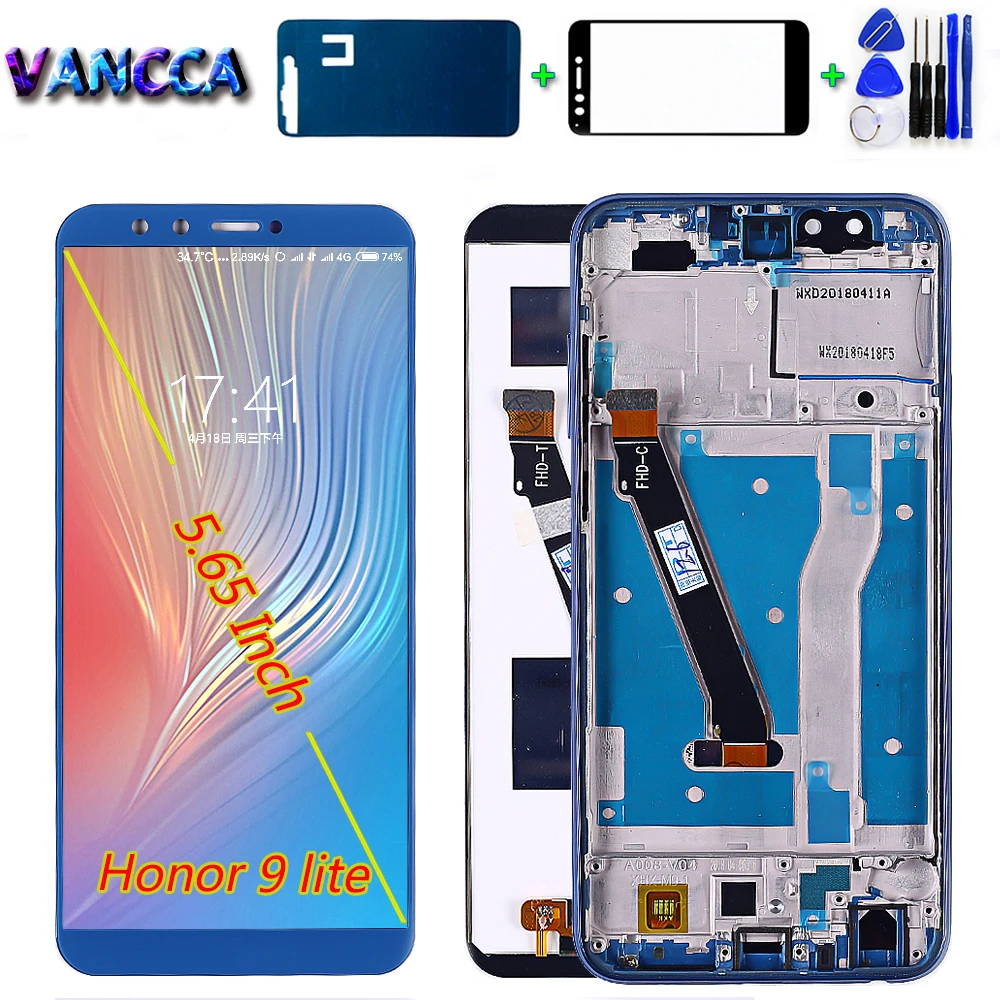 Vancca 5,65 дюймовый ЖК-дисплей для huawei Honor 9 lite 2160*1080 кодирующий преобразователь сенсорного экрана в сборе рамка с бесплатным закаленным стеклом