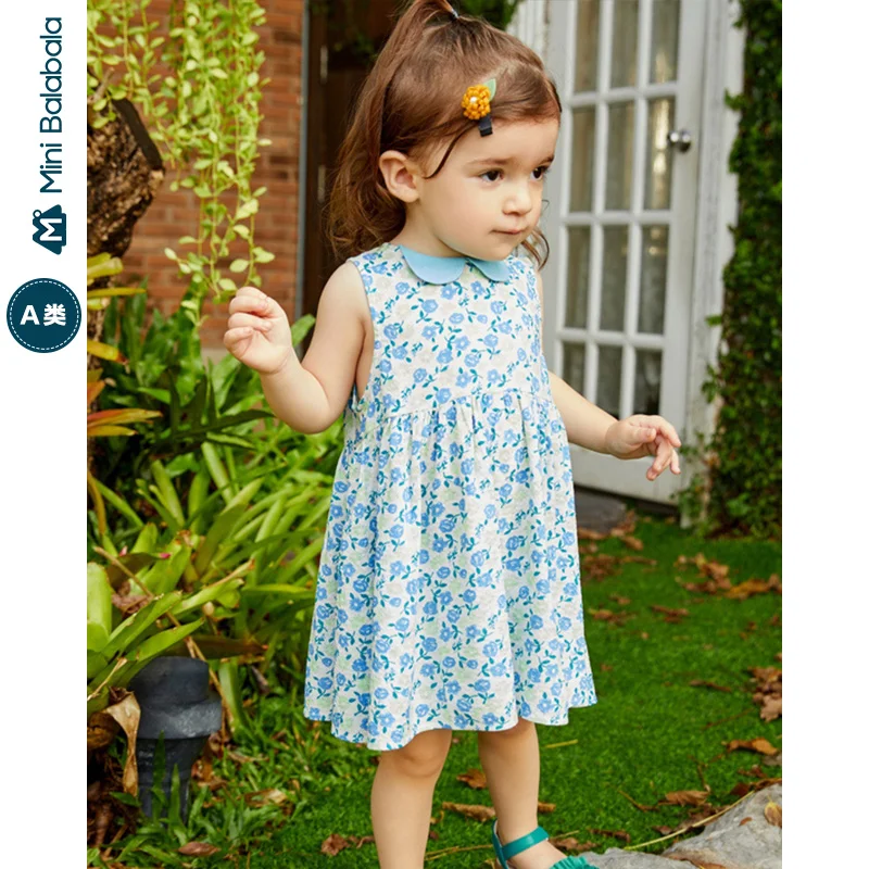 Мини платье для девочек с цветочным рисунком лето 2020 новое свободное принцессы