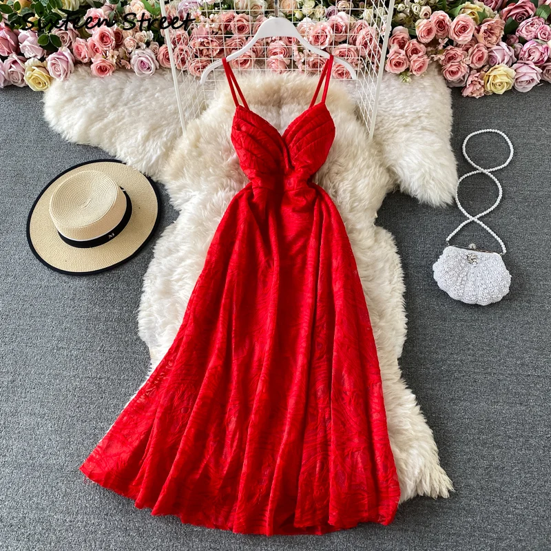 

Maxi Dresses for Women Summer Sexy Dress Lace Backless Camisole Sleeveless Luxury Y2k Clothing Women Vintage Vestido De Mujer