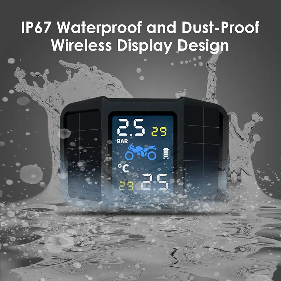 Новинка 2020 универсальные TPMS для мотоциклов с 2 внешними датчиками давления в