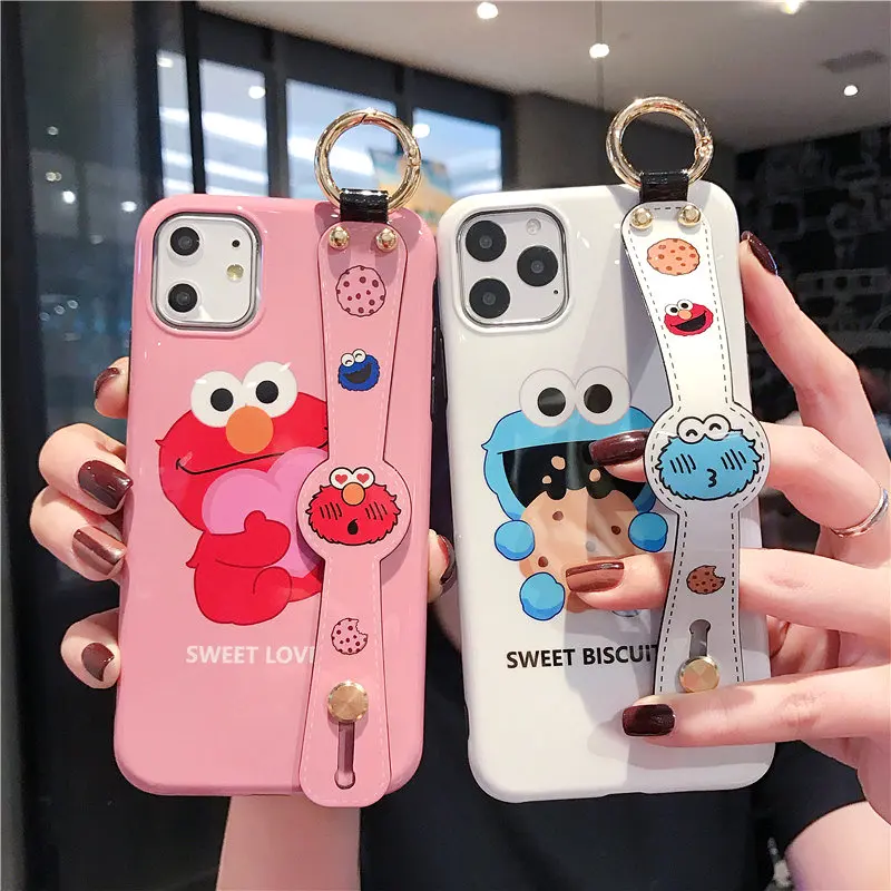Мягкий чехол с мультяшным рисунком для iPhone 11 Pro Max XS, XR, X, 8, 7, 6, 6S Plus, ремешок на запястье, TPU чехол, держатель, кольцо, ремешок, кот, Том, Джерри, Япония, Корея