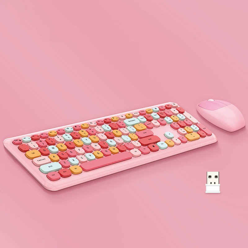 2.4G Wireless Keyboards No Mechanical Keyboard Multi Device Ergonomic Pink Keypads Compatible with Laptop Computer Accessories|Клавиатуры|